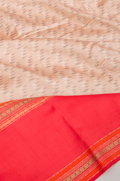 Kanchipuram Silk Ikat Twill Light Pink Saree