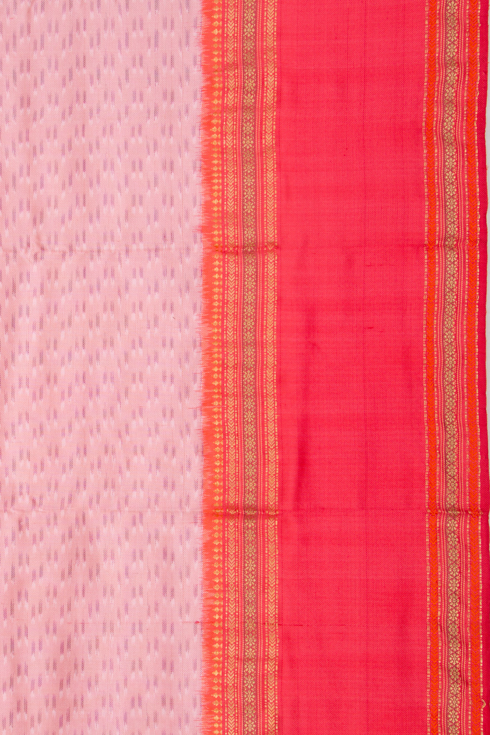 Kanchipuram Silk Ikat Twill Baby Pink Saree