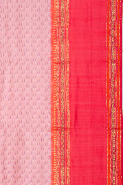 Kanchipuram Silk Ikat Twill Baby Pink Saree