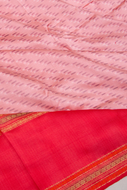 Kanchipuram Silk Ikat Twill Baby Pink Saree