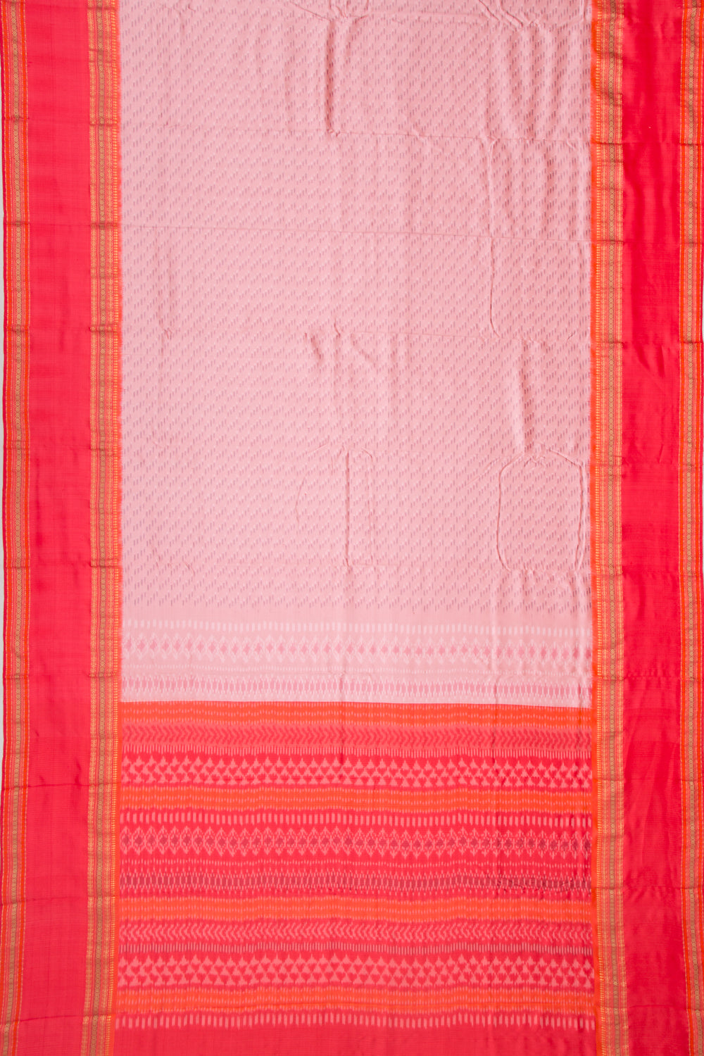 Kanchipuram Silk Ikat Twill Baby Pink Saree