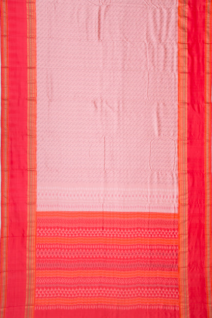 Kanchipuram Silk Ikat Twill Baby Pink Saree