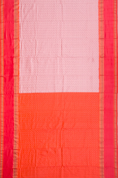 Kanchipuram Silk Ikat Twill Baby Pink Saree