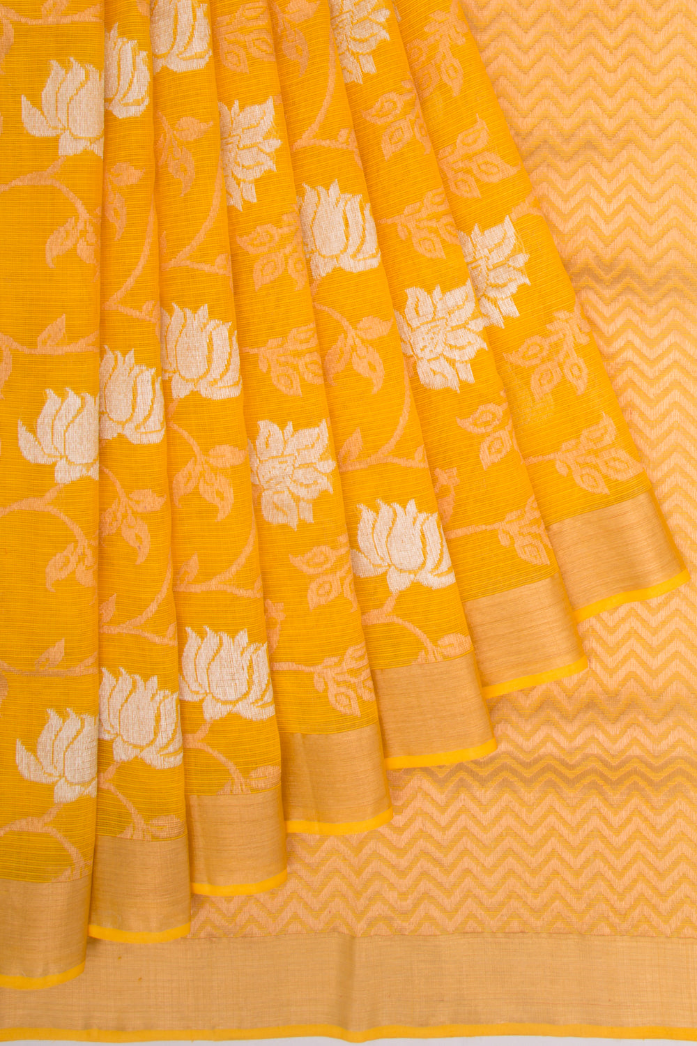 Kota Silk Jaal Yellow Saree