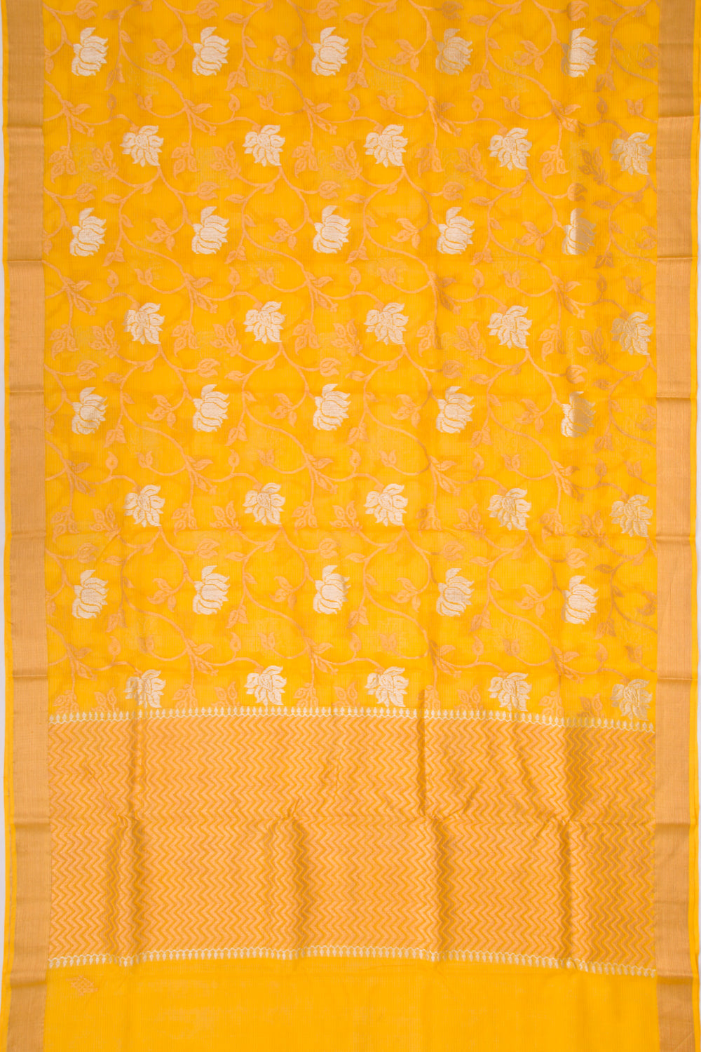Kota Silk Jaal Yellow Saree