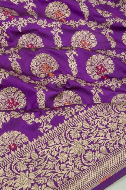Banarasi Silk Brocade Purple Saree