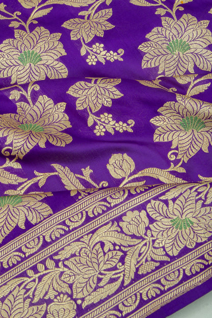 Banarasi Silk Jaal Violet Saree