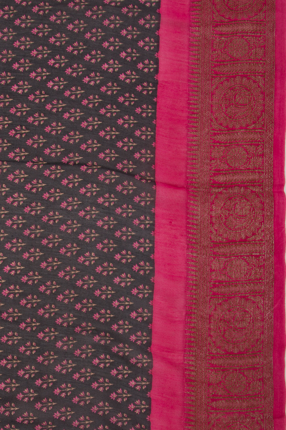 Chanderi Silk Floral Printed Black Saree