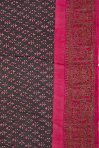 Chanderi Silk Floral Printed Black Saree