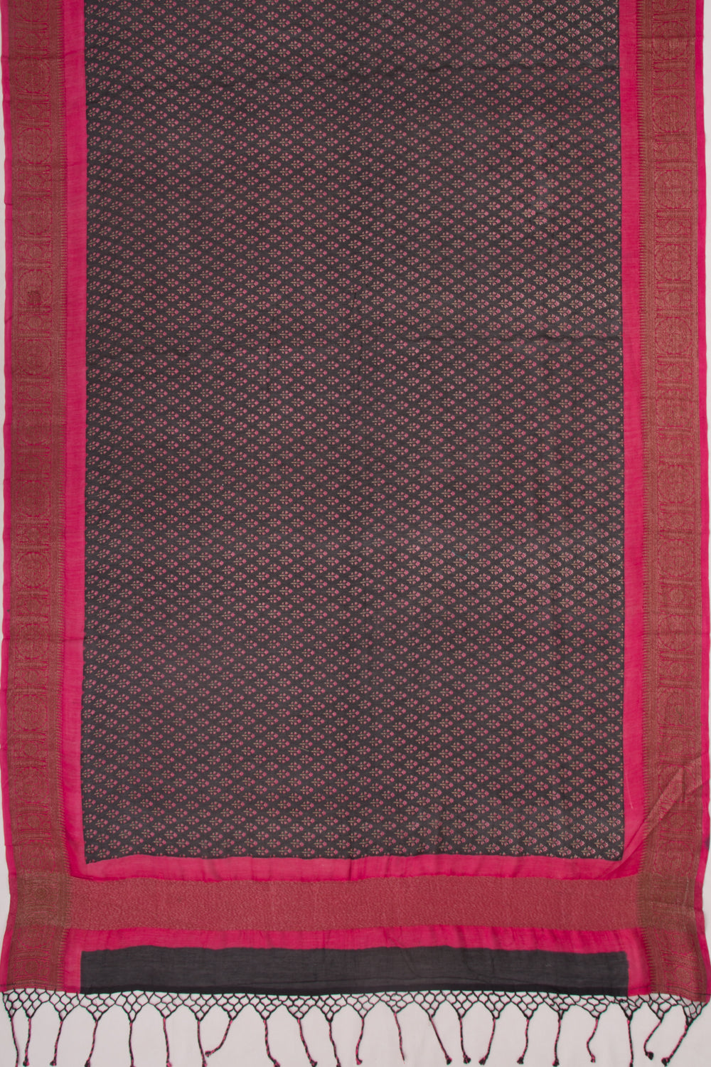 Chanderi Silk Floral Printed Black Saree