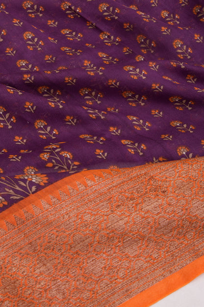 Chanderi Soft Silk Printed Purple Saree