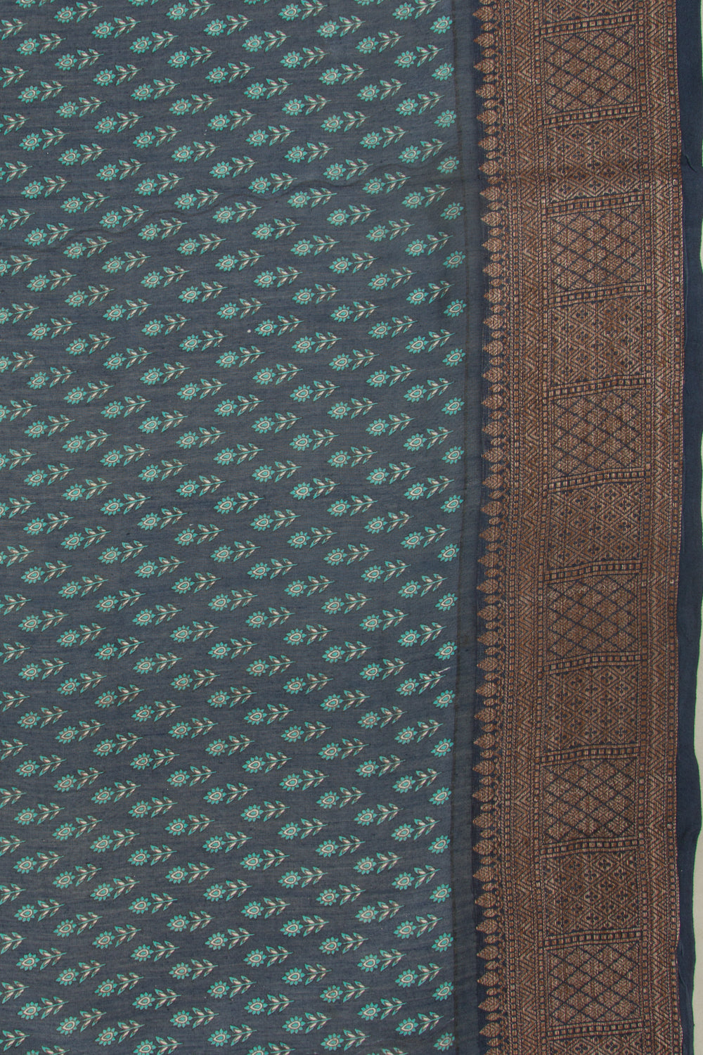 Chanderi Silk Floral Printed Dark Blue Saree