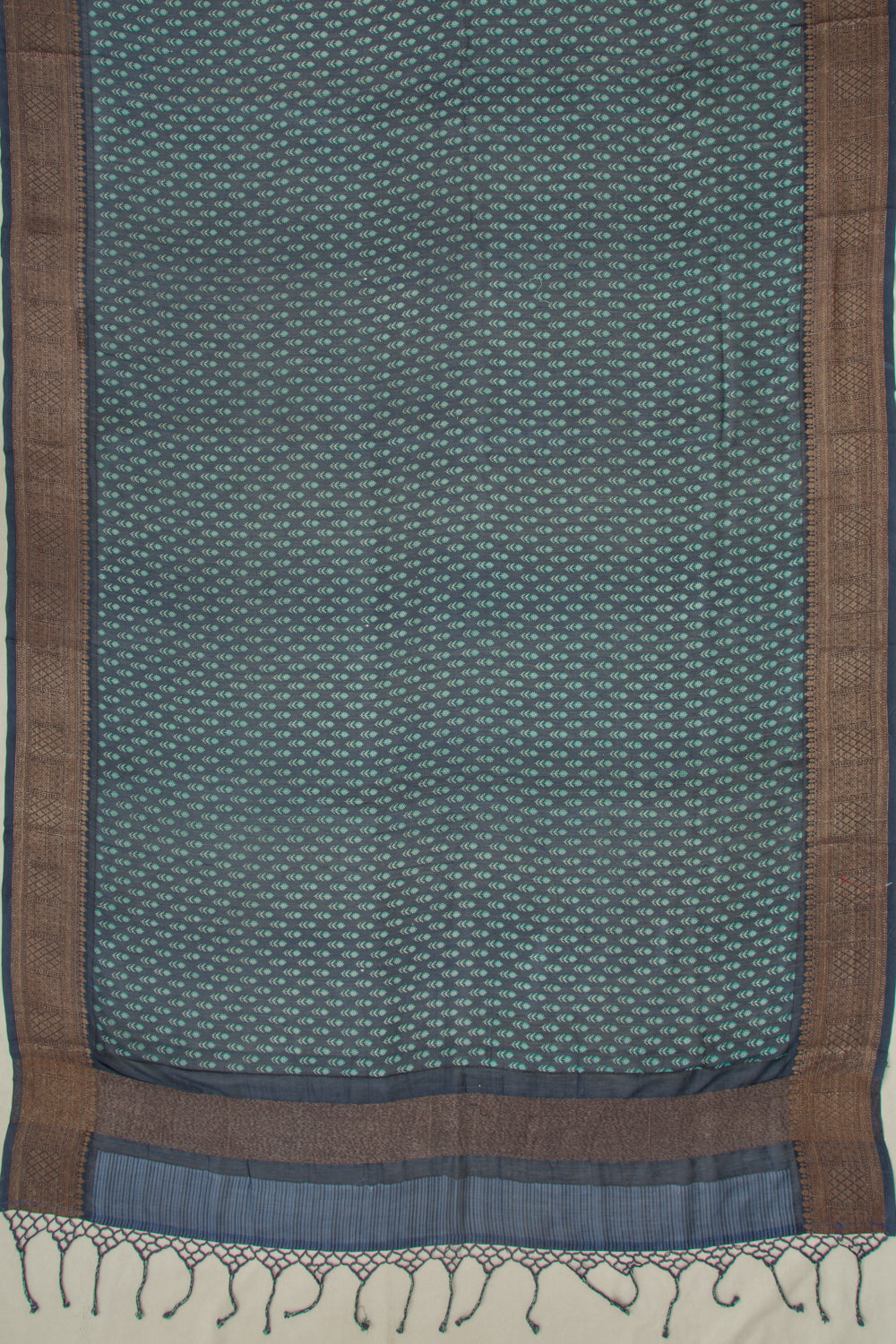 Chanderi Silk Floral Printed Dark Blue Saree