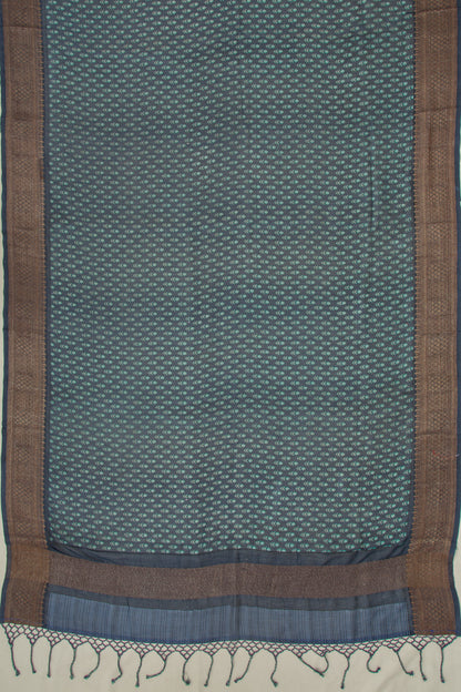 Chanderi Silk Floral Printed Dark Blue Saree