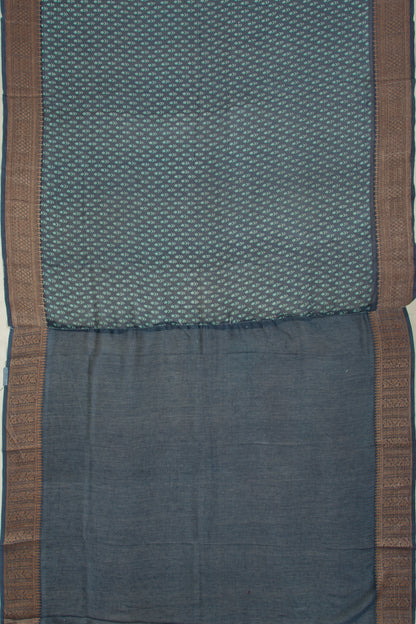 Chanderi Silk Floral Printed Dark Blue Saree