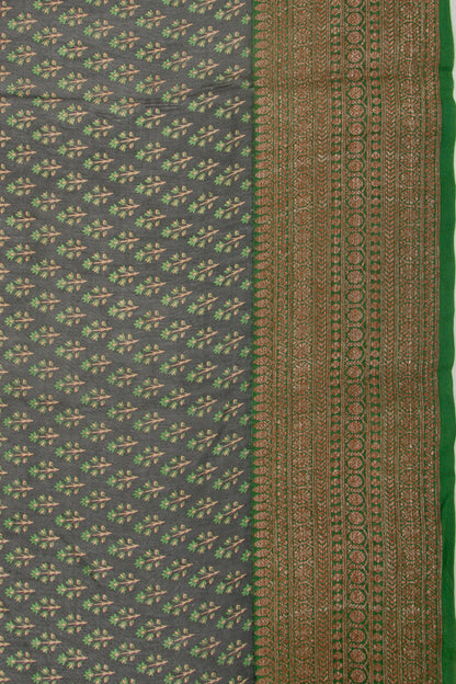 Chanderi Cotton Floral Printed Black Saree