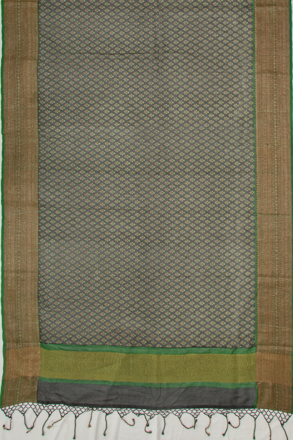 Chanderi Cotton Floral Printed Black Saree