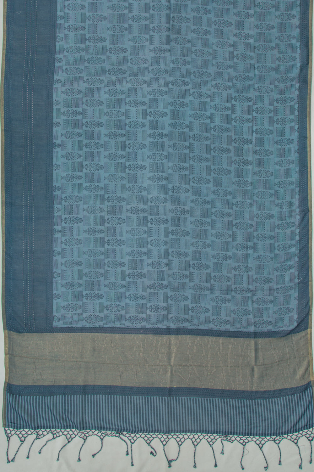 Chanderi Silk Floral Printed Dark Blue Saree