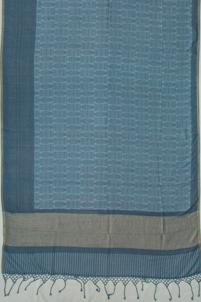 Chanderi Silk Floral Printed Dark Blue Saree