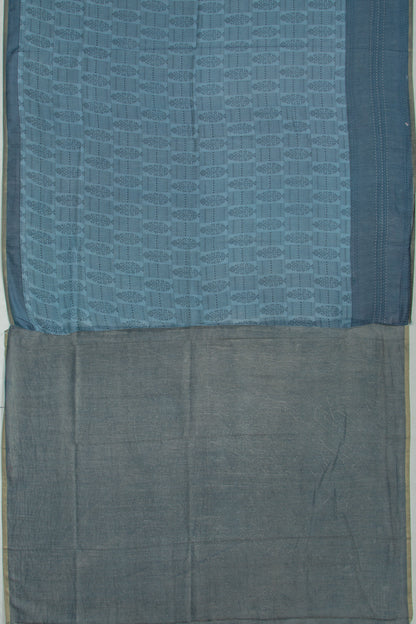 Chanderi Silk Floral Printed Dark Blue Saree