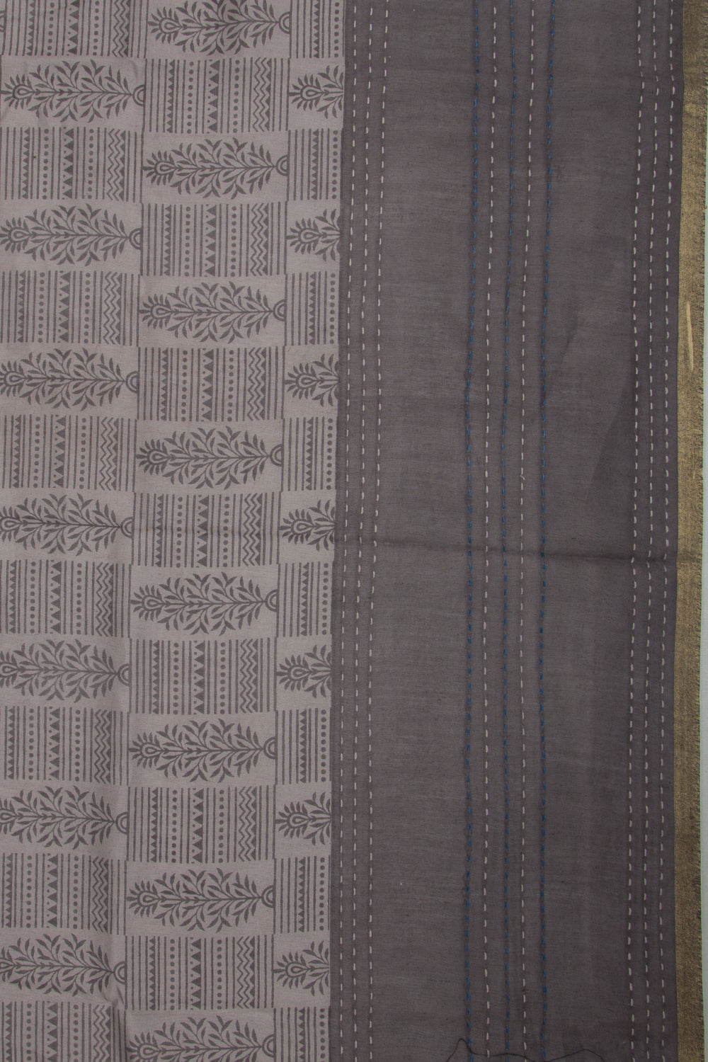 Chanderi Silk Floral Printed Grey Saree