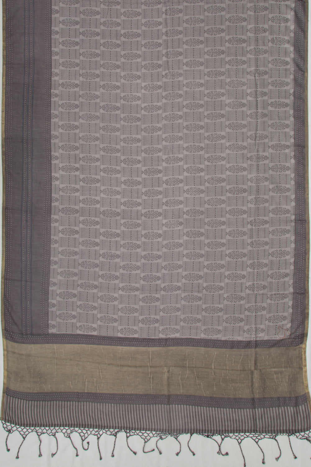 Chanderi Silk Floral Printed Grey Saree