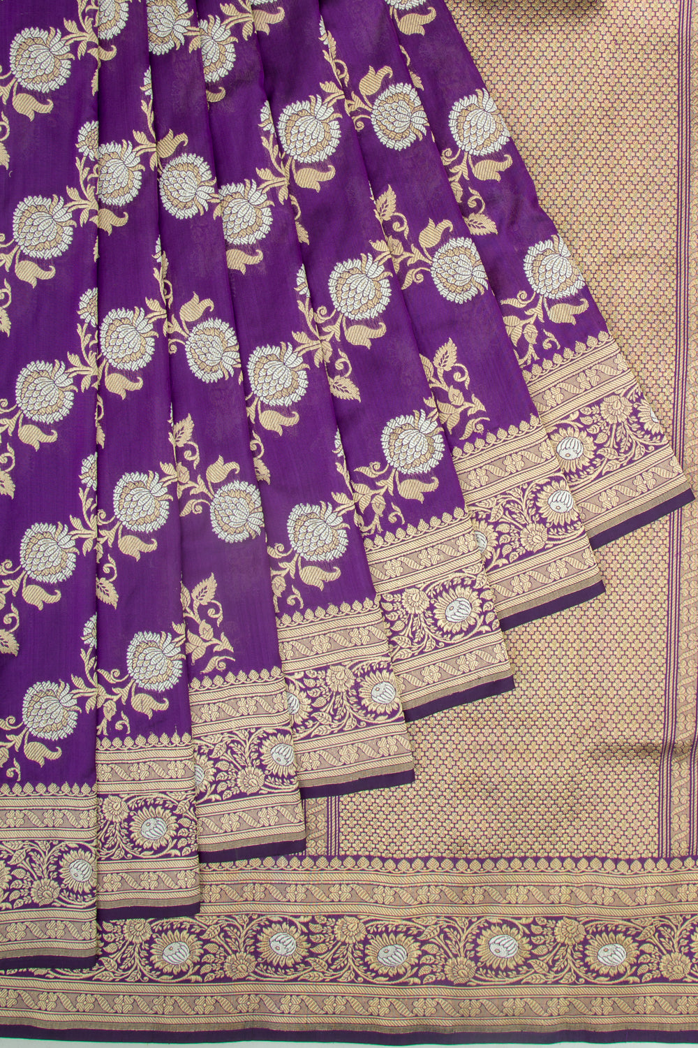 Banarasi Silk Kadwa Jaal Purple Saree