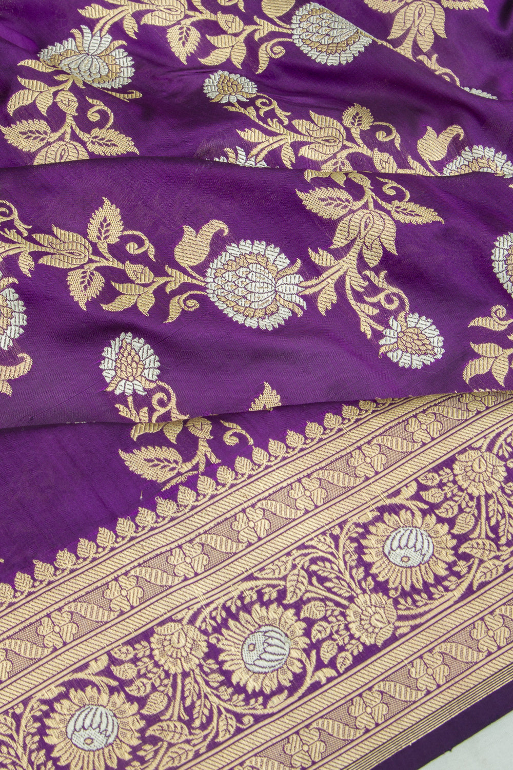 Banarasi Silk Kadwa Jaal Purple Saree