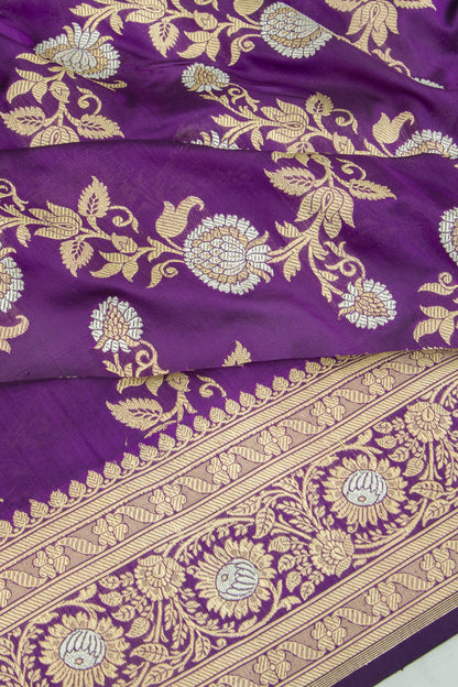 Banarasi Silk Kadwa Jaal Purple Saree