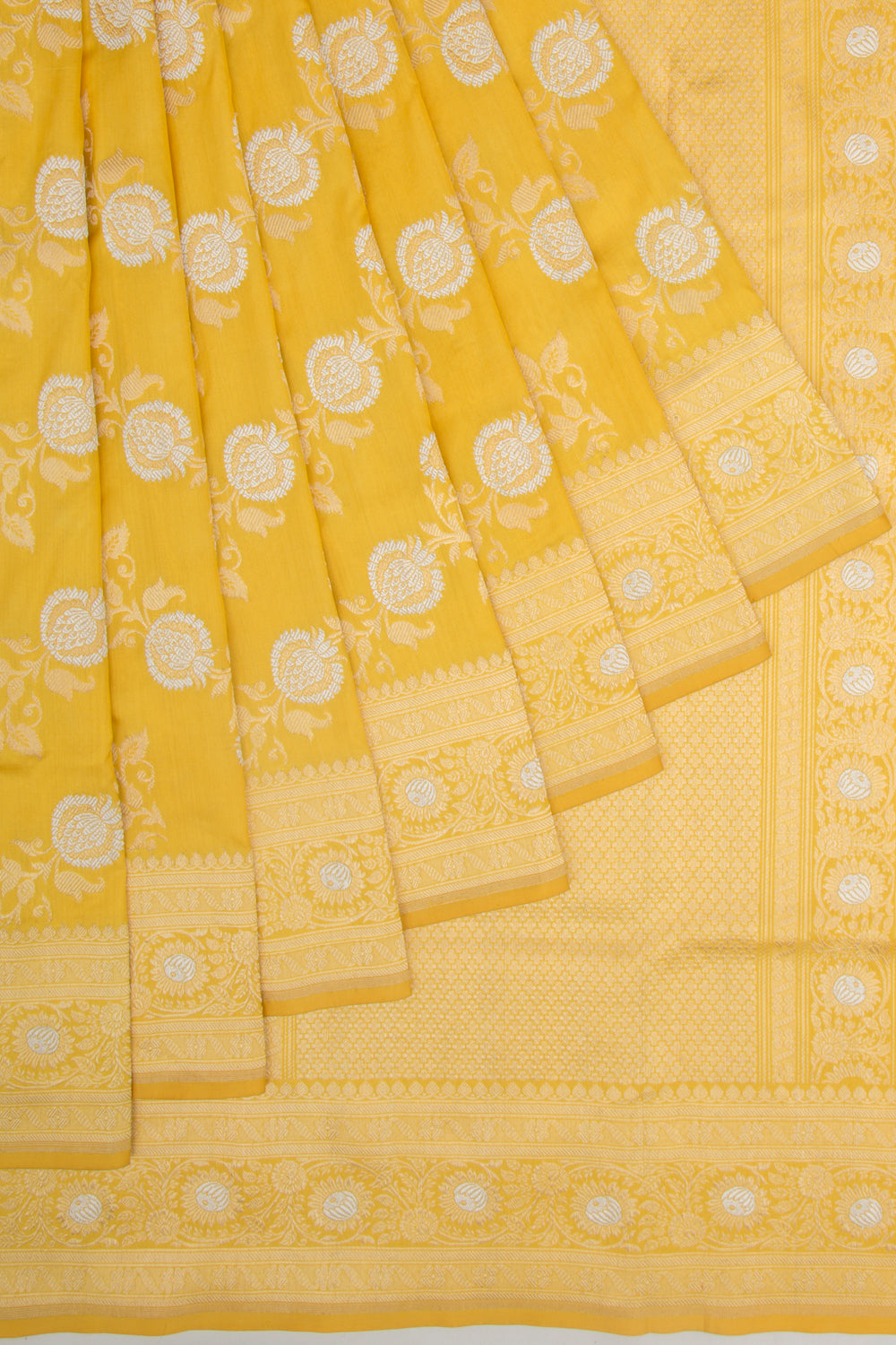 Banarasi Silk Jaal Yellow Saree