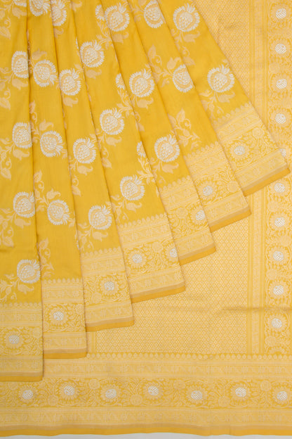 Banarasi Silk Jaal Yellow Saree