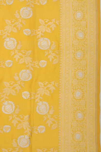Banarasi Silk Jaal Yellow Saree