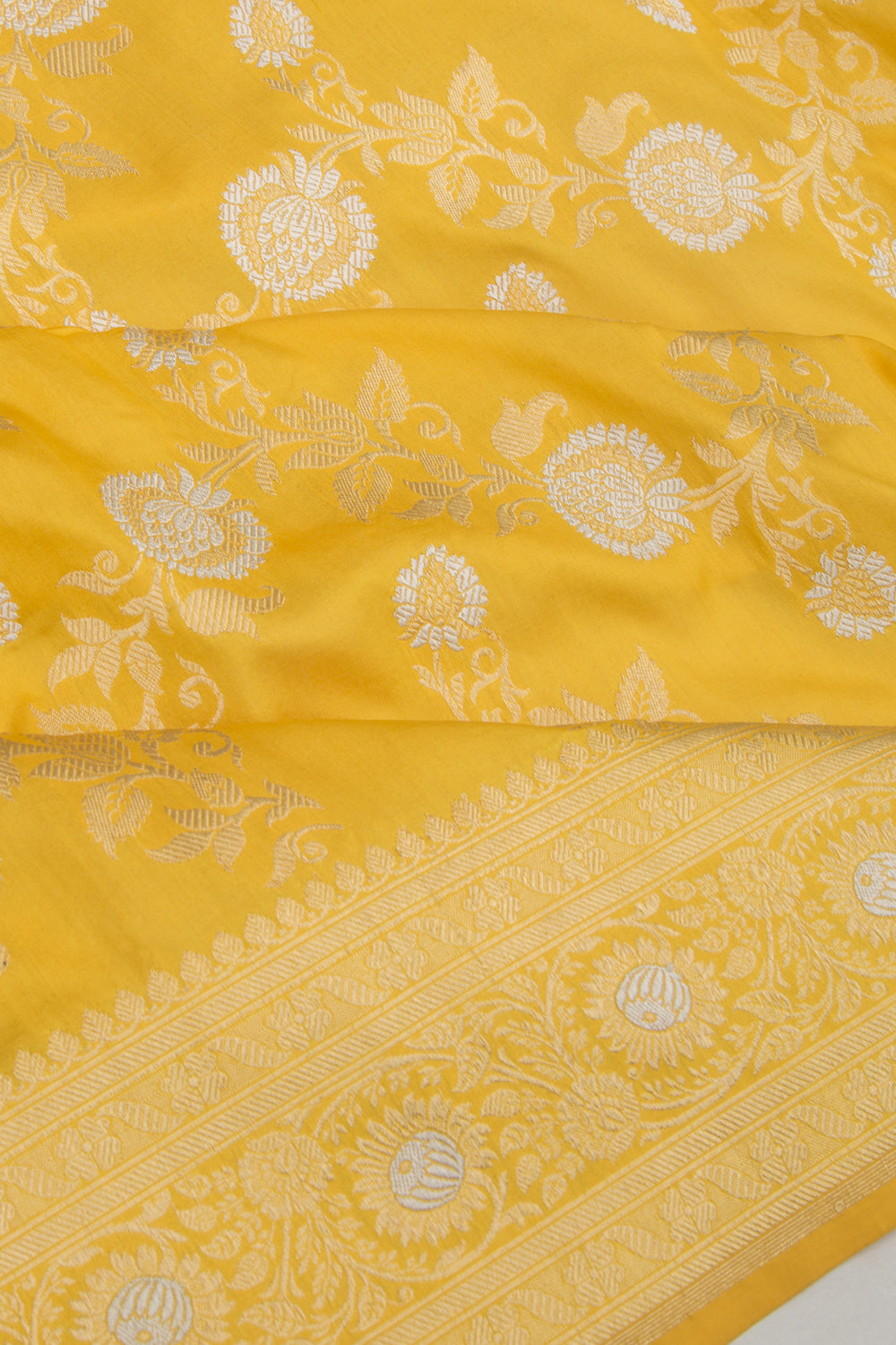 Banarasi Silk Jaal Yellow Saree