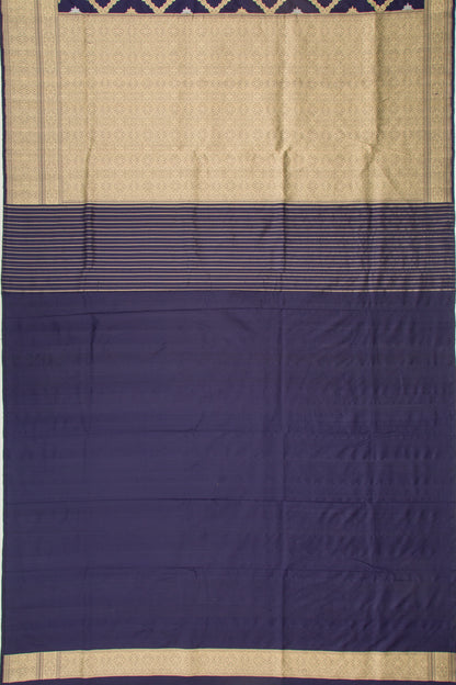 Banarasi Silk Kadwa Criss Cross Checks And Butta Dark Blue Saree