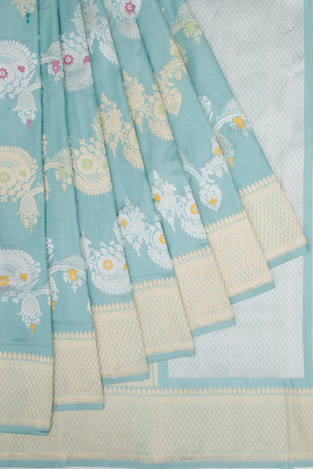 Banarasi Silk Kadwa Jaal Sea Green Saree