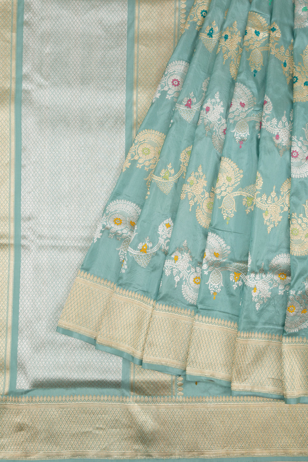 Banarasi Silk Kadwa Jaal Sea Green Saree