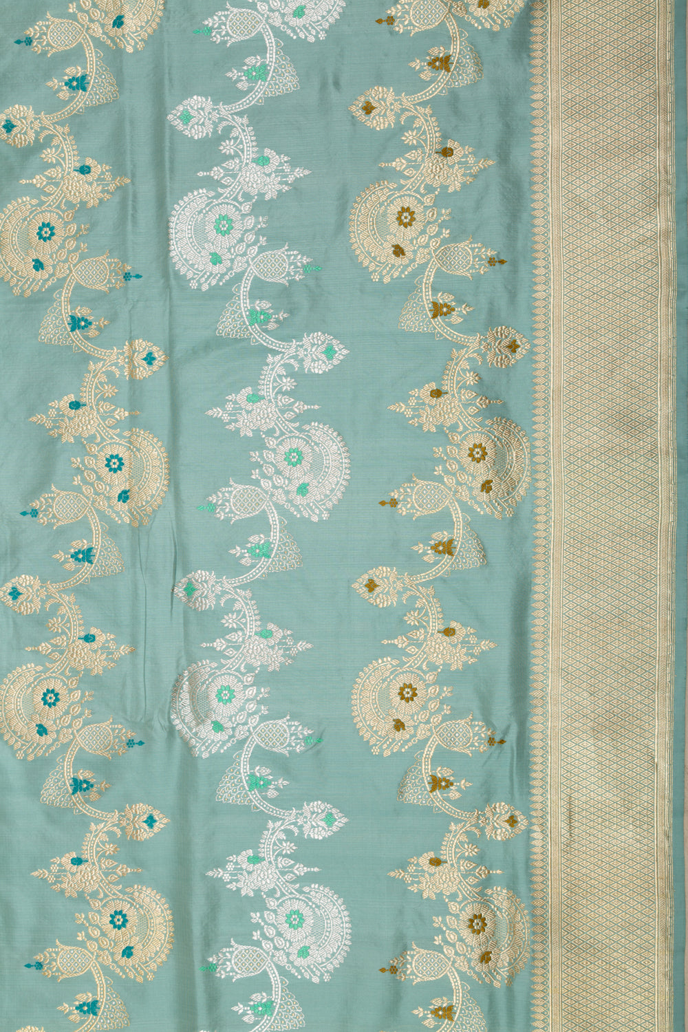 Banarasi Silk Kadwa Jaal Sea Green Saree