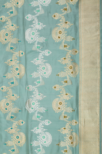 Banarasi Silk Kadwa Jaal Sea Green Saree