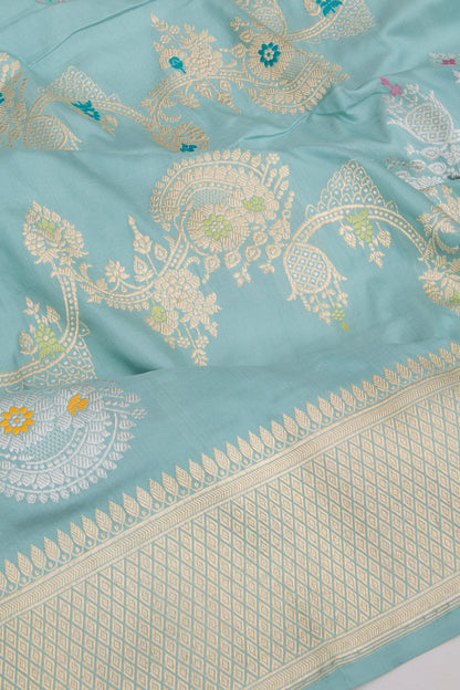 Banarasi Silk Kadwa Jaal Sea Green Saree