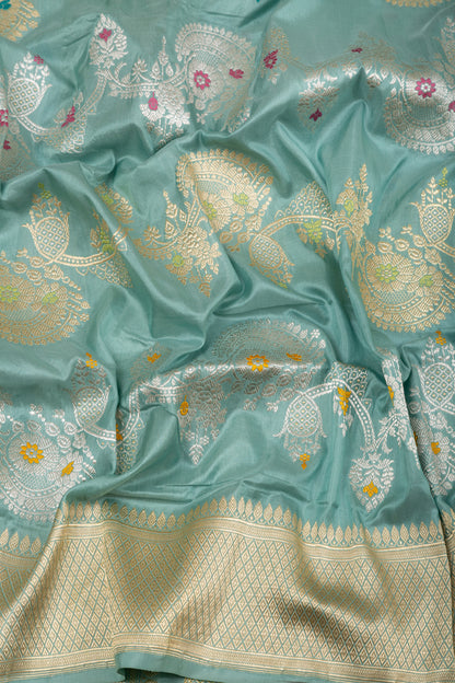 Banarasi Silk Kadwa Jaal Sea Green Saree