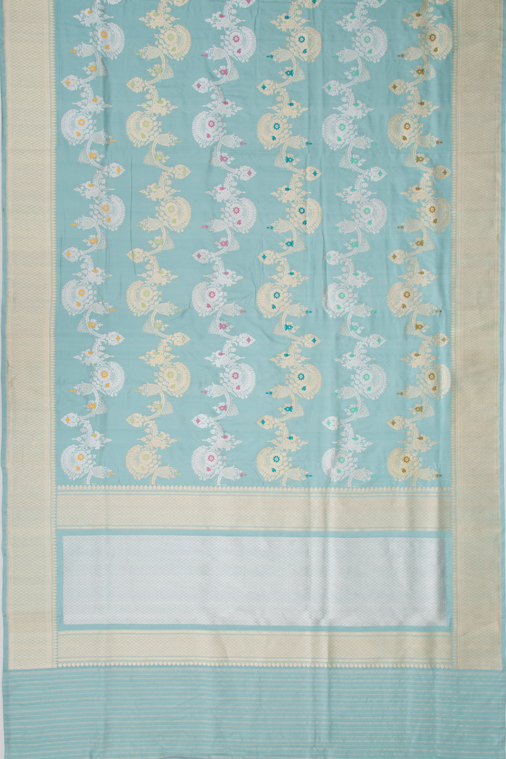 Banarasi Silk Kadwa Jaal Pastel Blue Saree