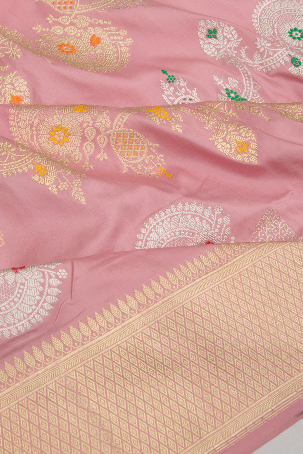 Banarasi Silk Kadwa Jaal Pastel Pink Saree