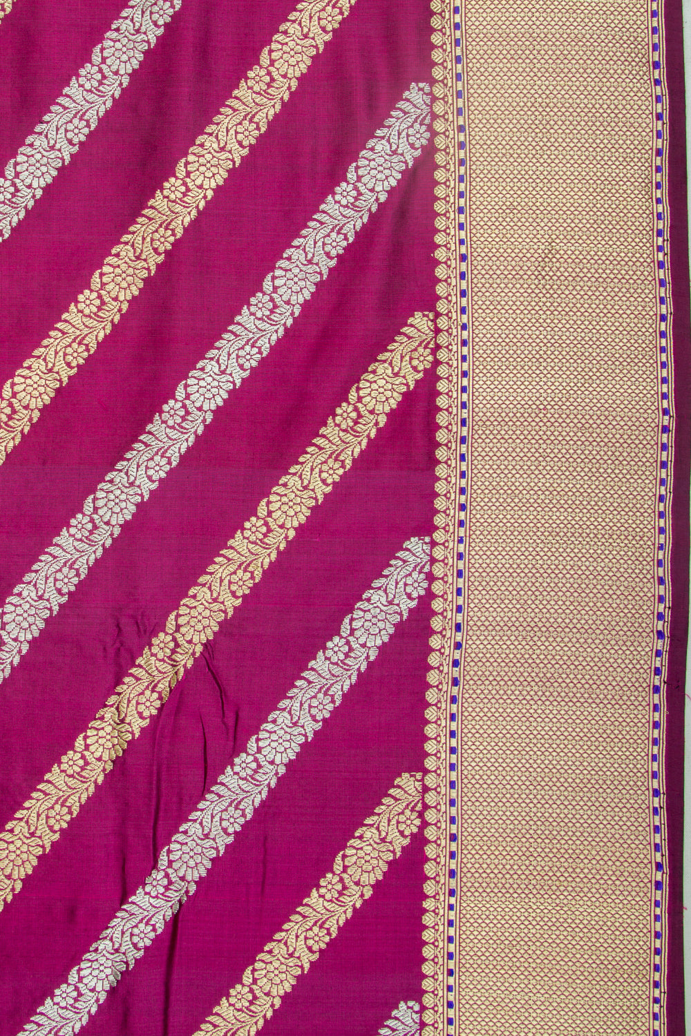 Banarasi Silk Diagonal Lines Purple Saree