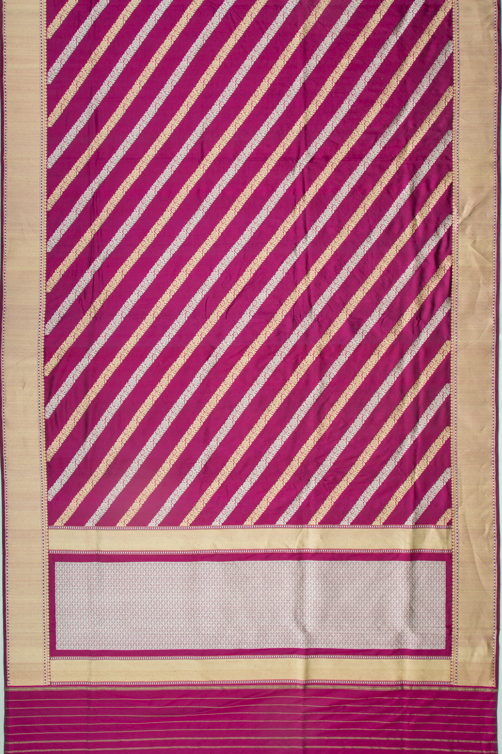 Banarasi Silk Diagonal Lines Purple Saree