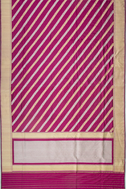 Banarasi Silk Diagonal Lines Purple Saree