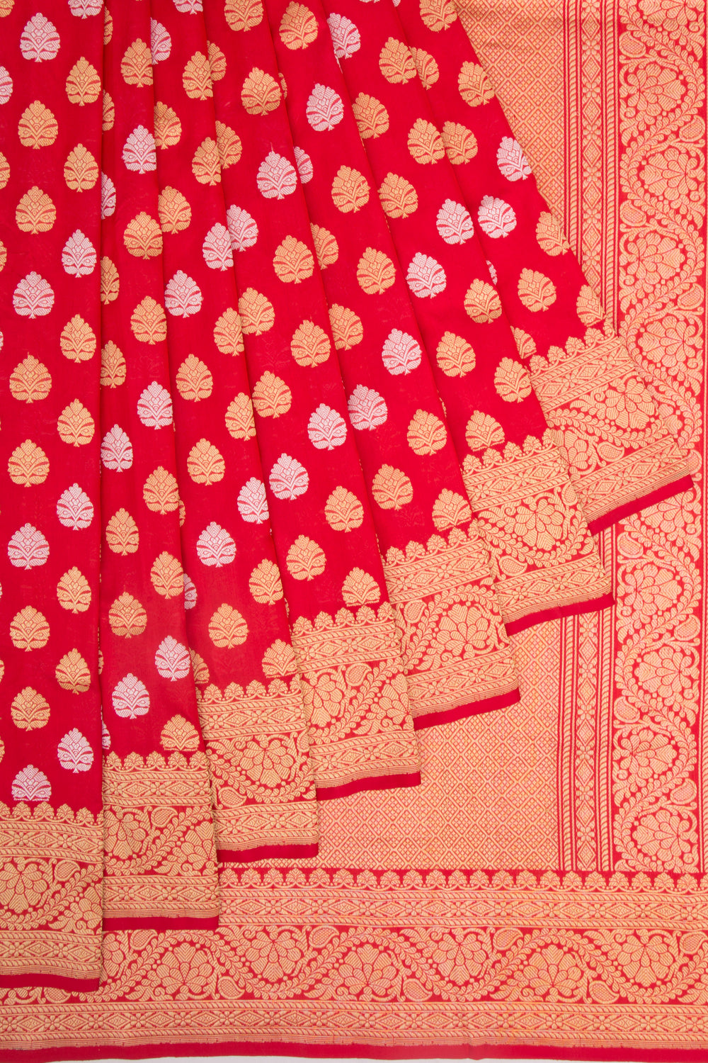Banarasi Silk Kadwa Butta Red Saree