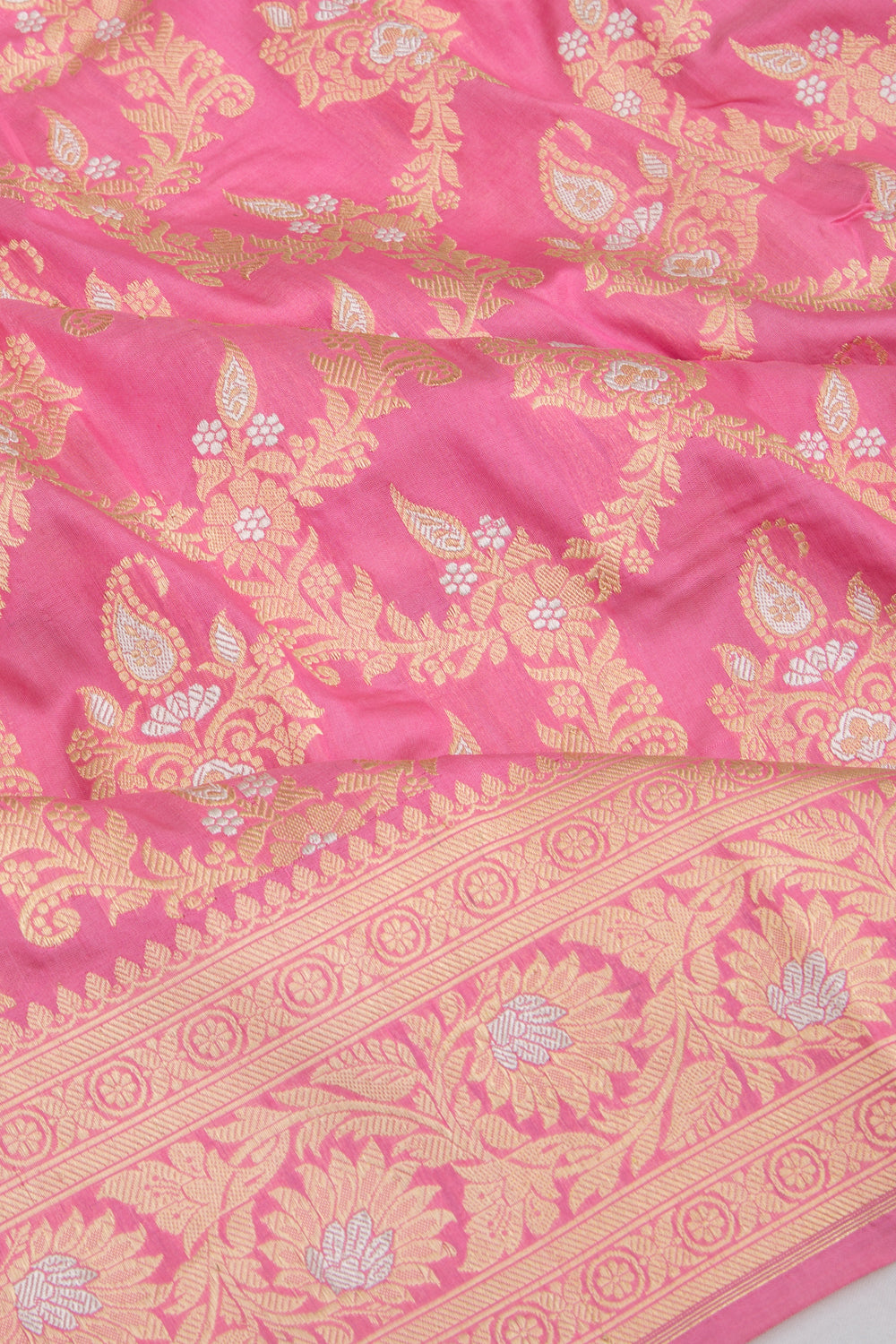 Banarasi Silk Kadwa Jaal Pink Saree