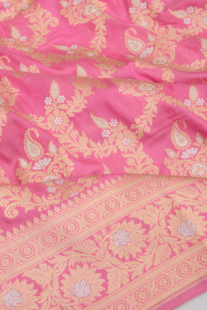 Banarasi Silk Kadwa Jaal Pink Saree