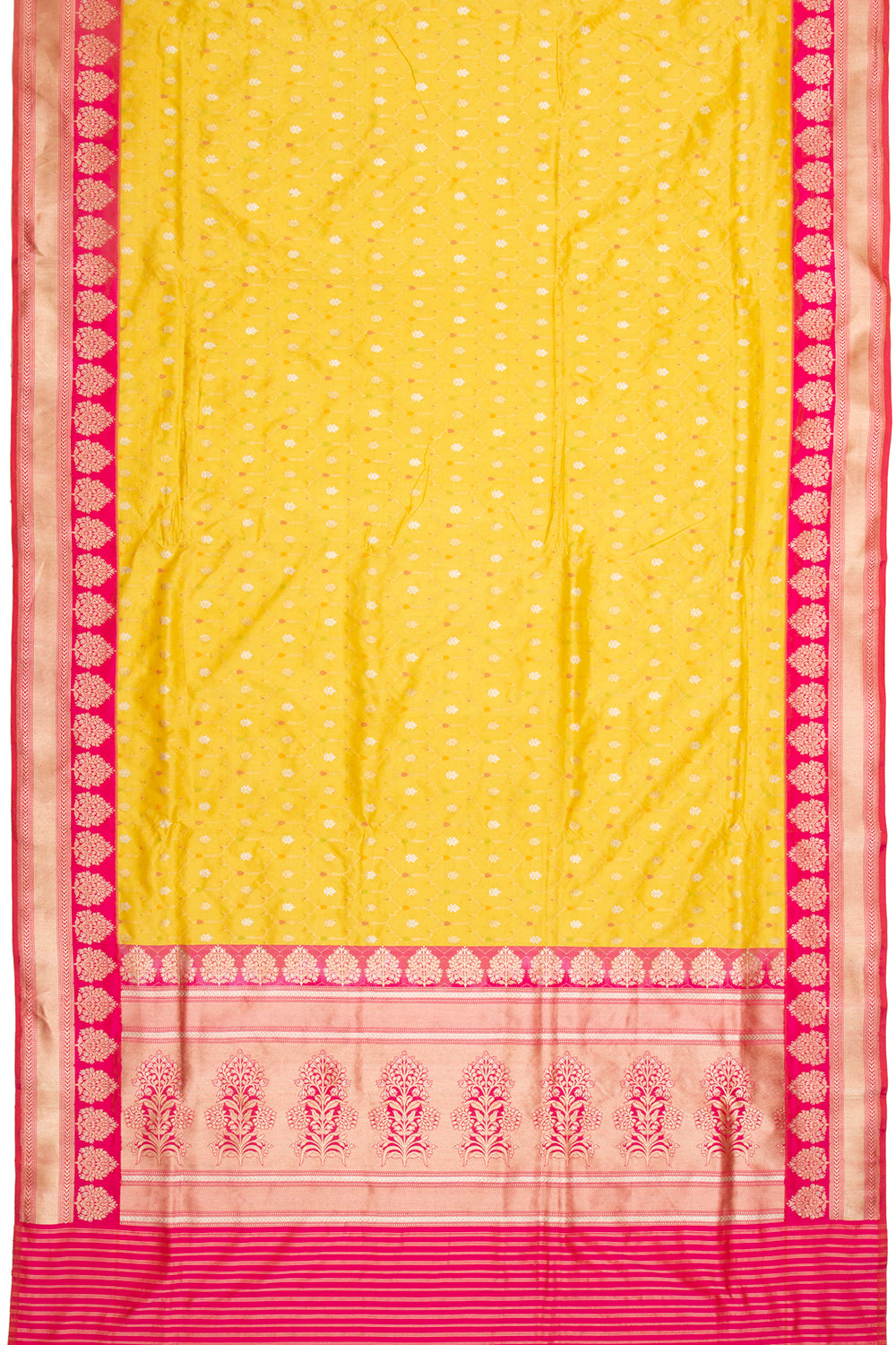 Banarasi Silk Jaal And Butta Yellow Saree