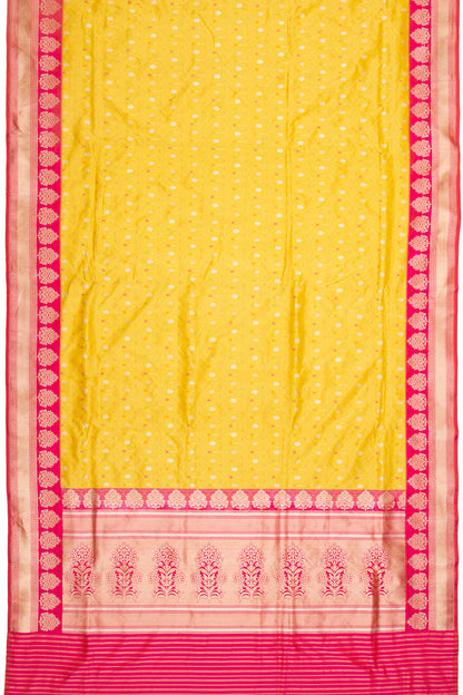 Banarasi Silk Jaal And Butta Yellow Saree